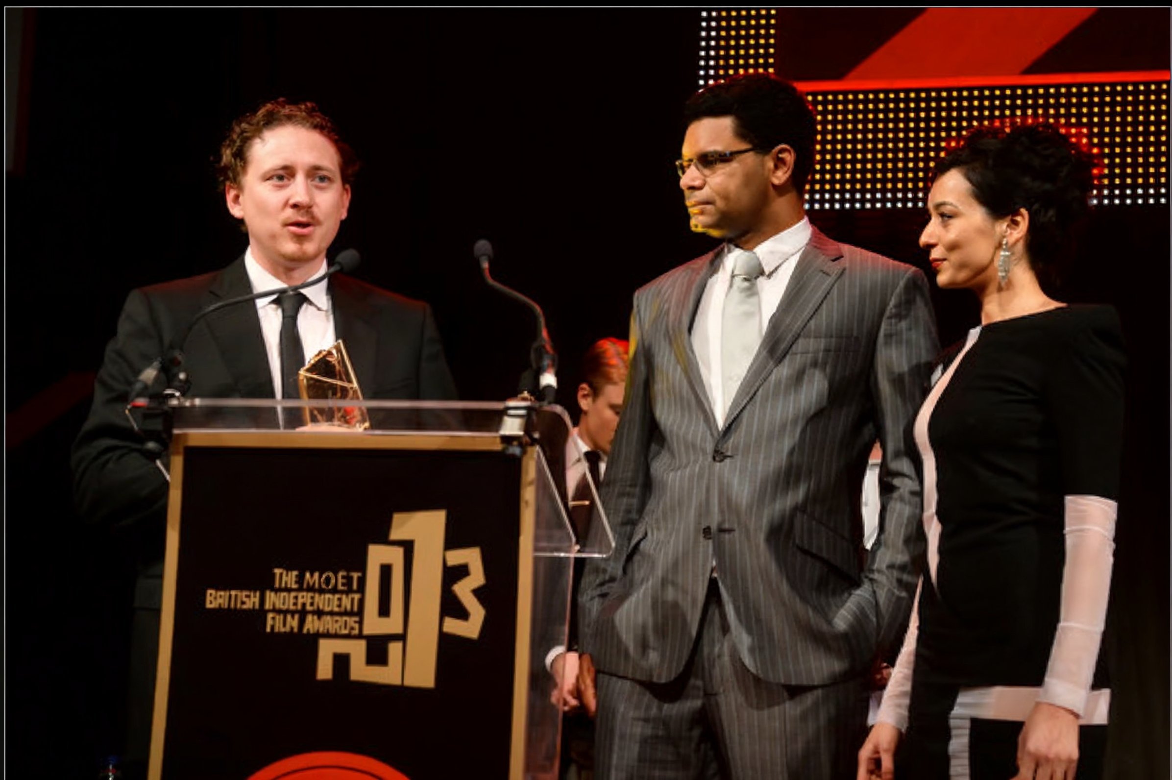 Accepting award at British Independent Film Awards